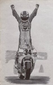 長坂剛夫の絵_シュワンツ・ウィニングガッツポーズ_鈴鹿1989